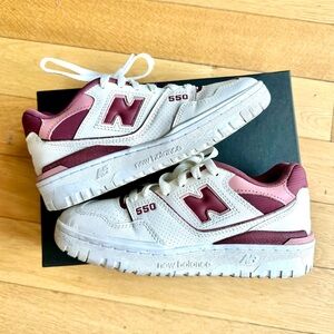 New Balance 550 Leather Sneakers BBW550 in Sea Salt Burgundy Size US6